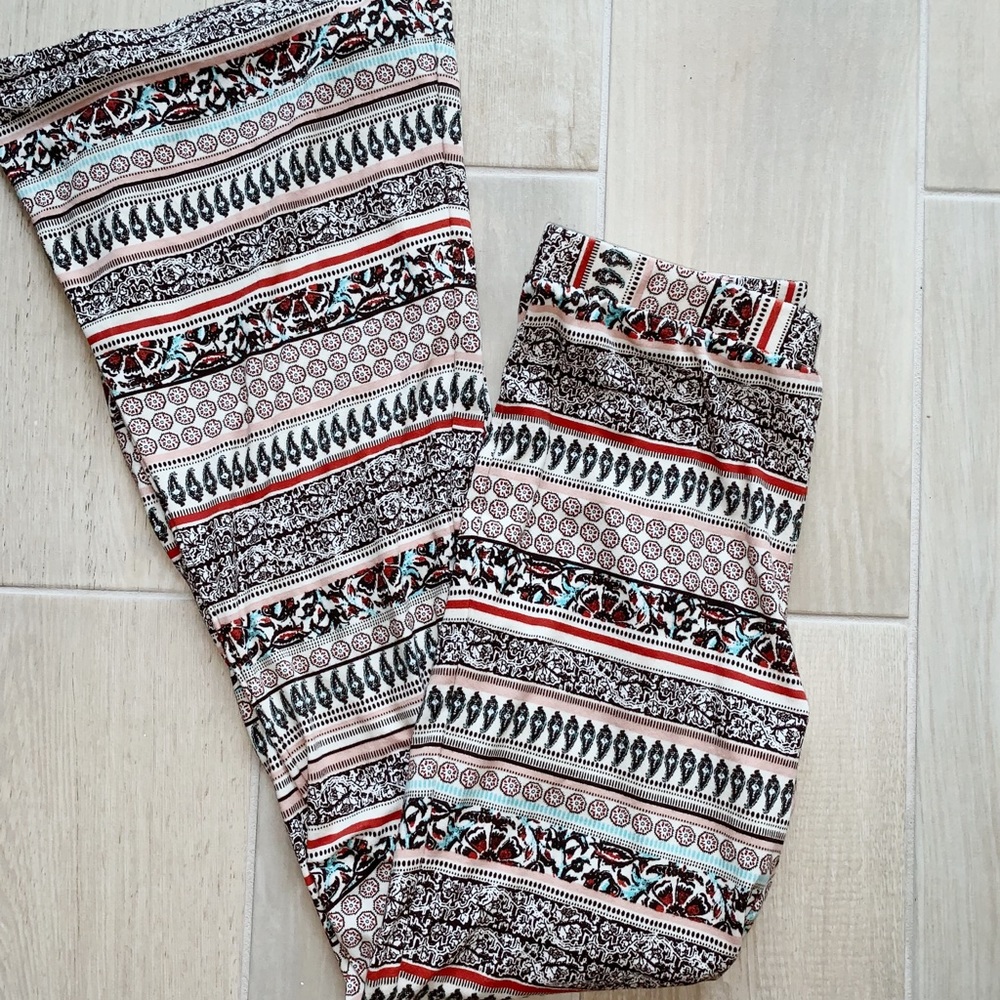 Tribal Print Fit and Flare Pants Boho Chic